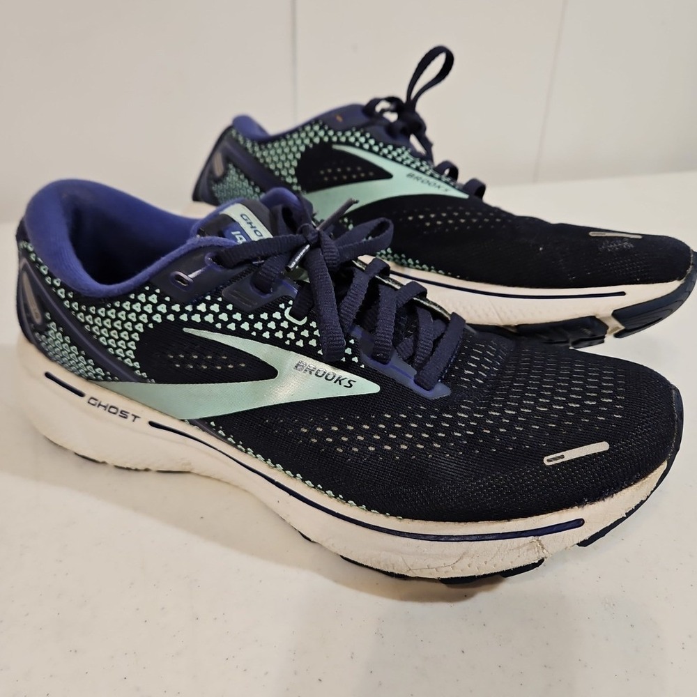 Brooks Ghost 14 Peacoat Yucca/Navy Running‎ Shoes Womens 10.5D No InsolesEUC(210
